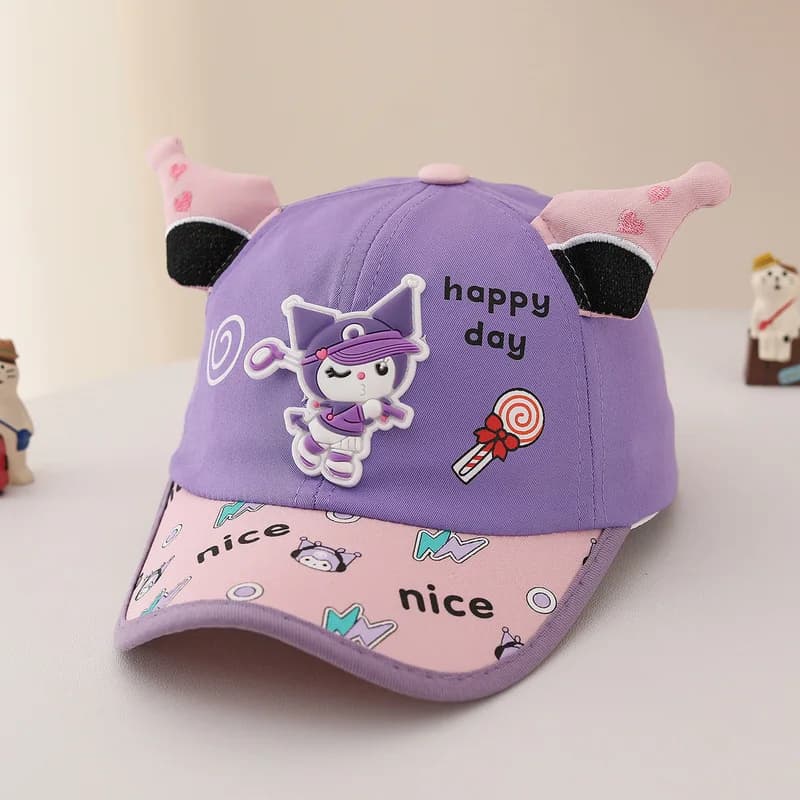New Kuroomi Sun Hat Cartoon Logo 3D Ears Sun Hat Versatile Spring/Fall Sun-Protective Baseball Cap