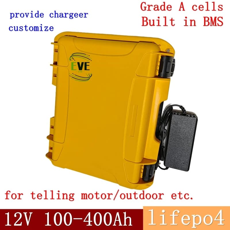 Batteria al Litio EVE LiFePO4 12V 100AH 120Ah 150Ah 180Ah 200Ah 250Ah 300Ah 400Ah per Motore Elettrico da 1000W, Pannello Solare, Camper e Uso Esterno