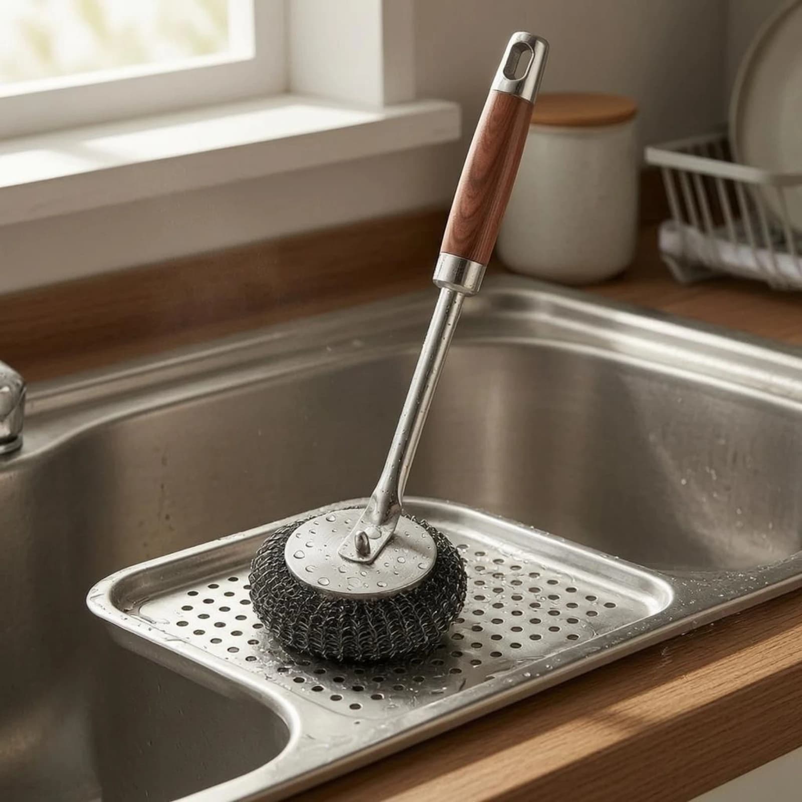 Kitchen Pot Brush Replaceable Head Wire Scouring Brush Stainless Steel Scrubber Grease Removal Cleaning Supply Easy to Clean