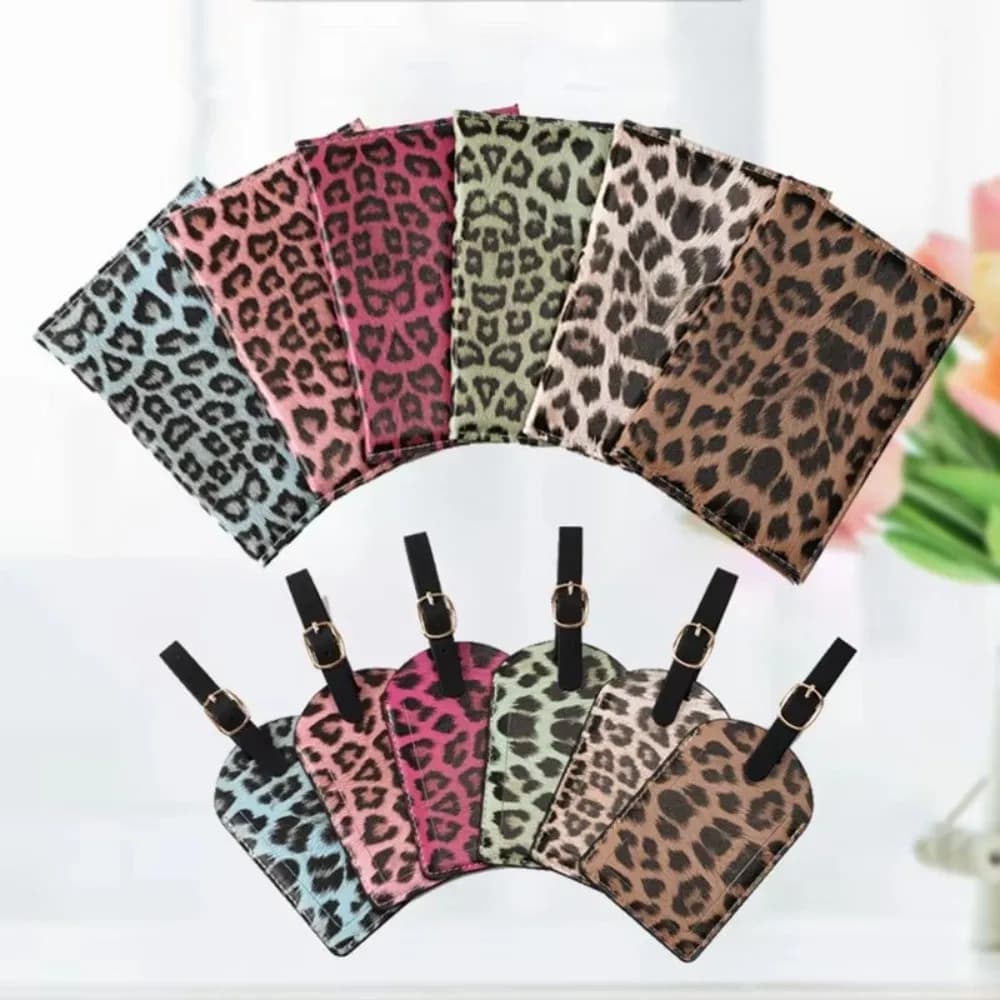2pcs Leopard Print Passport Cover PU Leather Unisex Design Passport Holder Storage Bag Protective Cover Passport Wallet Travel