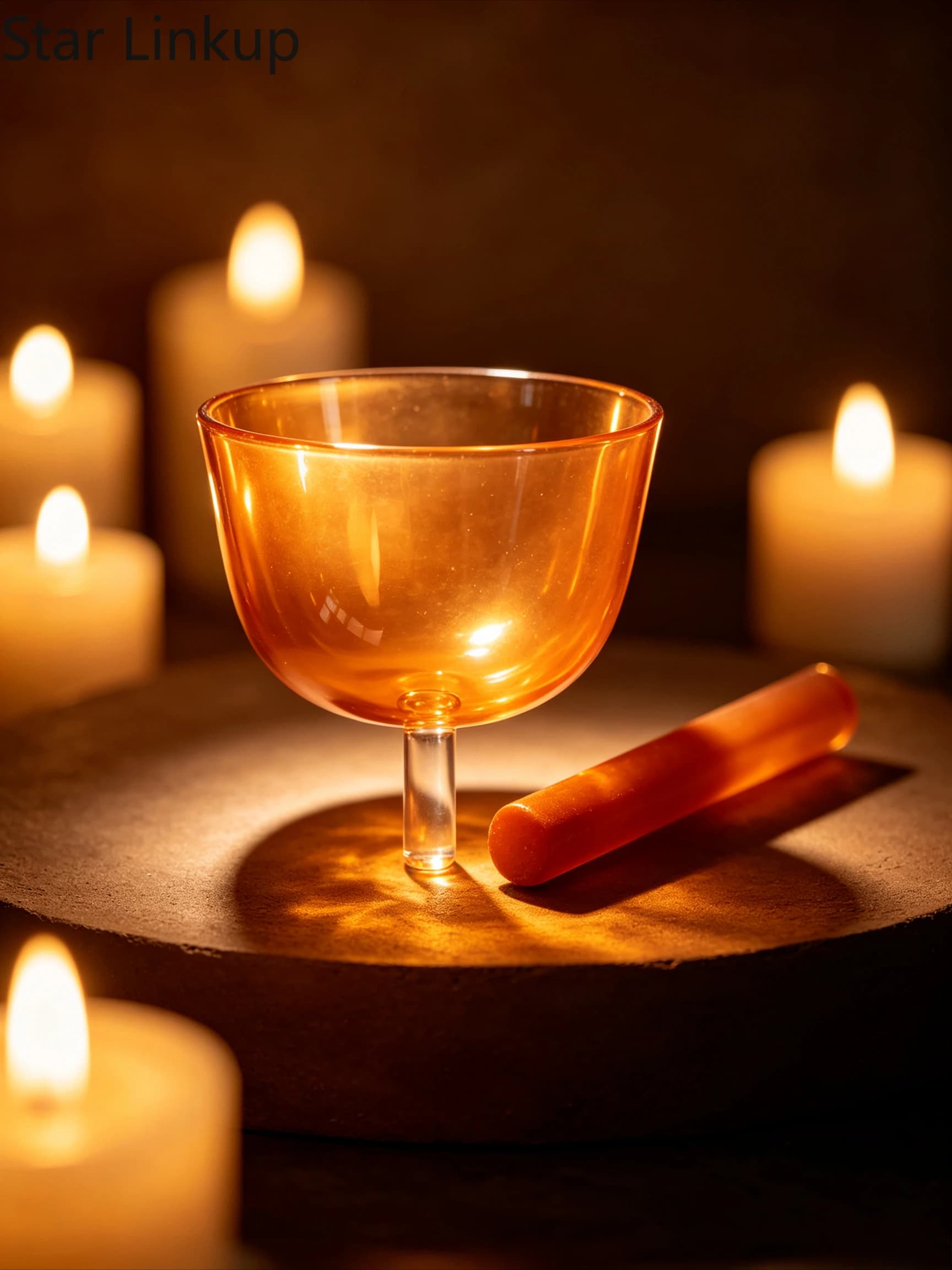 Star Linkup 6.25" Light Orange Handheld Quartz Crystal Singing Bowl 4th Octave D Note 432Hz/440Hz Sacral Chakra Sound Healing Instrument for Yoga Sound Bath Meditation Spiritual Energy Balancing