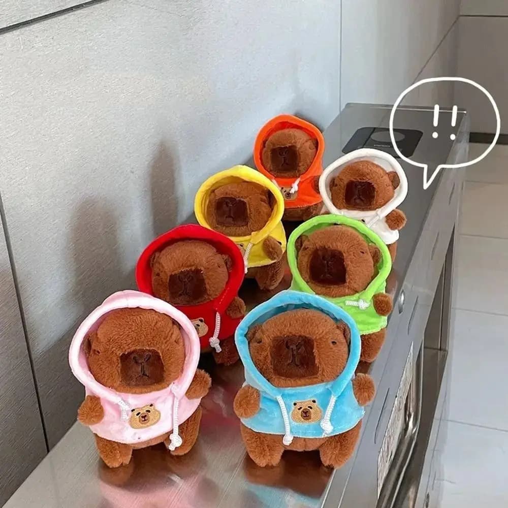 Soffice capibara portachiavi regalo carino peluche con cappuccio capibara ciondolo cartone animato morbido capibara bambola decorazione regali di compleanno