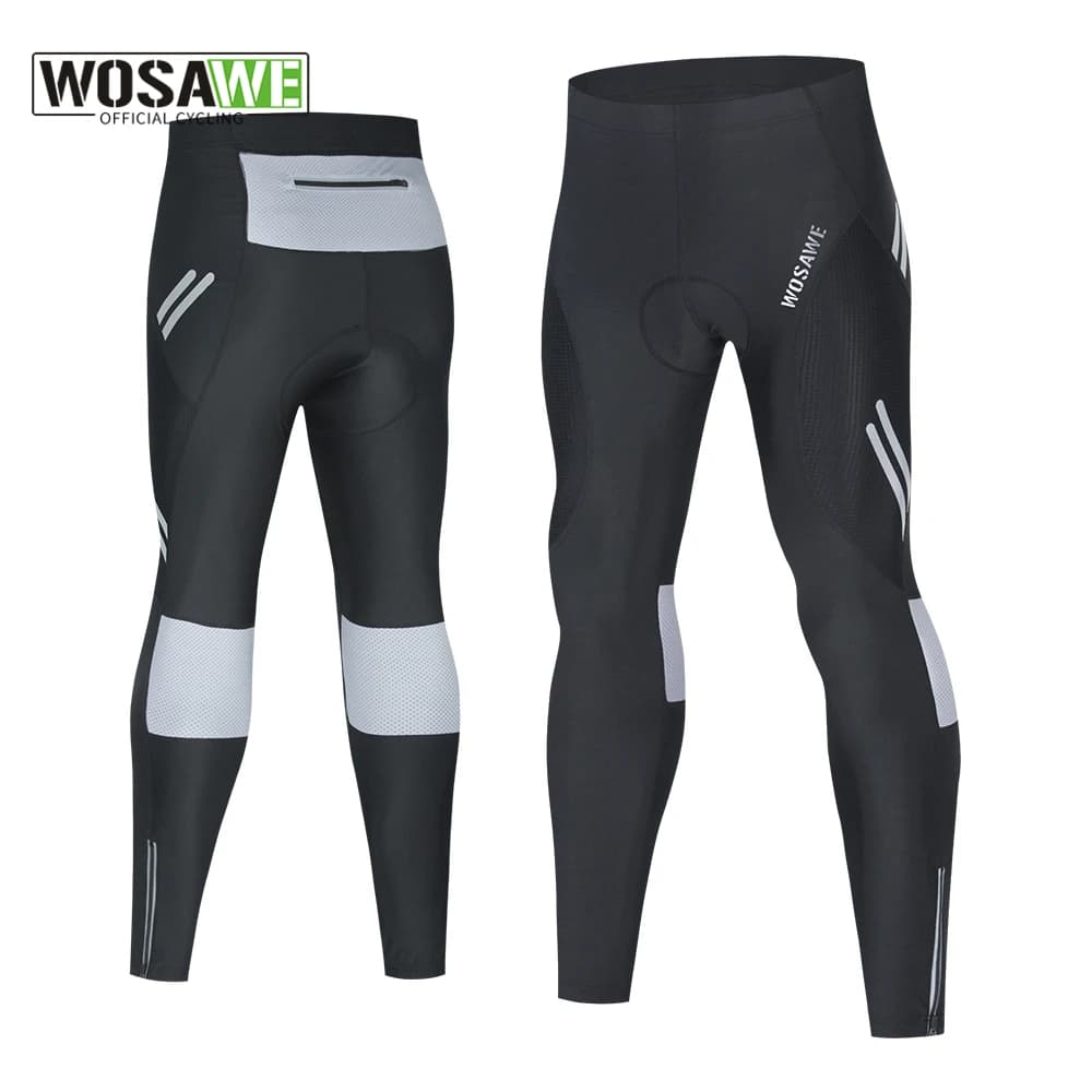 WOSAWE Pantaloni da ciclismo da uomo Collant da bici da strada Leggings lunghi da ciclismo traspiranti Pantaloni da bicicletta MTB imbottiti in 3D per l'autunno primavera