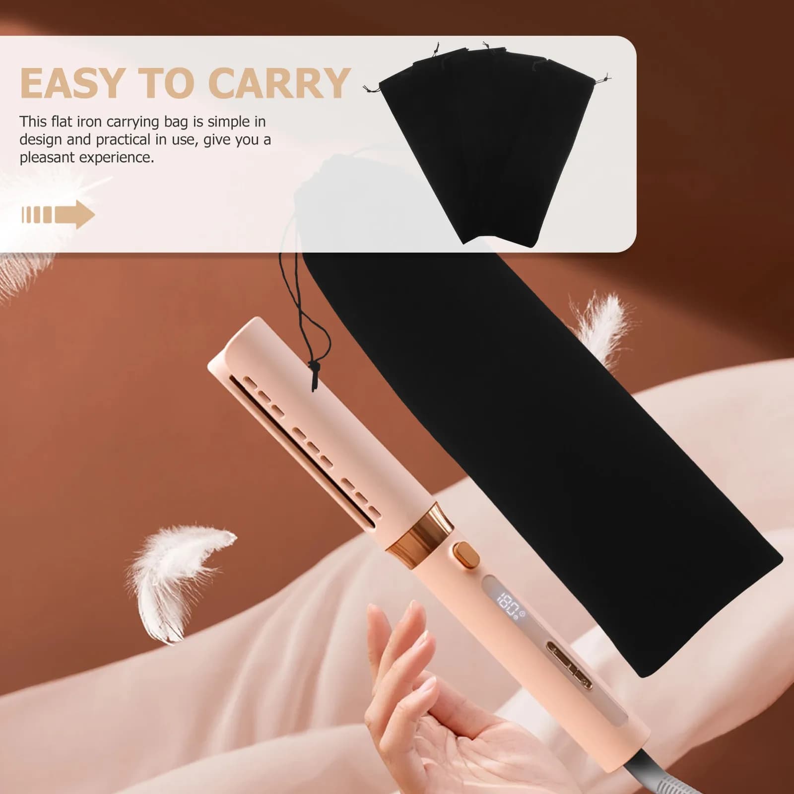 Set di 5 Borse Portatili per Ferro Arricciacapelli, Custodie con Coulisse per Piastra, Borsa da Viaggio per Strumenti per Capelli, Portaoggetti per Attrezzi da Parrucchiere