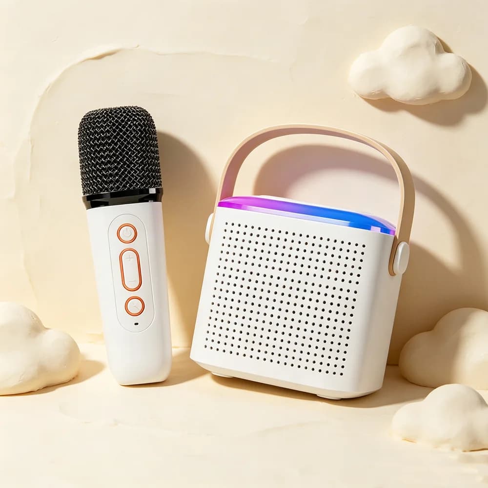 Wireless Bluetooth Speaker Multifunction With 1/2 Microphone RGB Portable Music Player Karaoke Machine For Child Home Gift