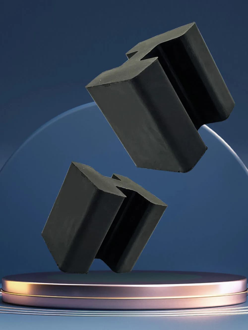 1 Piece Shock Absorber in Black Rubber Type H, Elastic Bearing Type B, Rubber Resistant Shock Block
