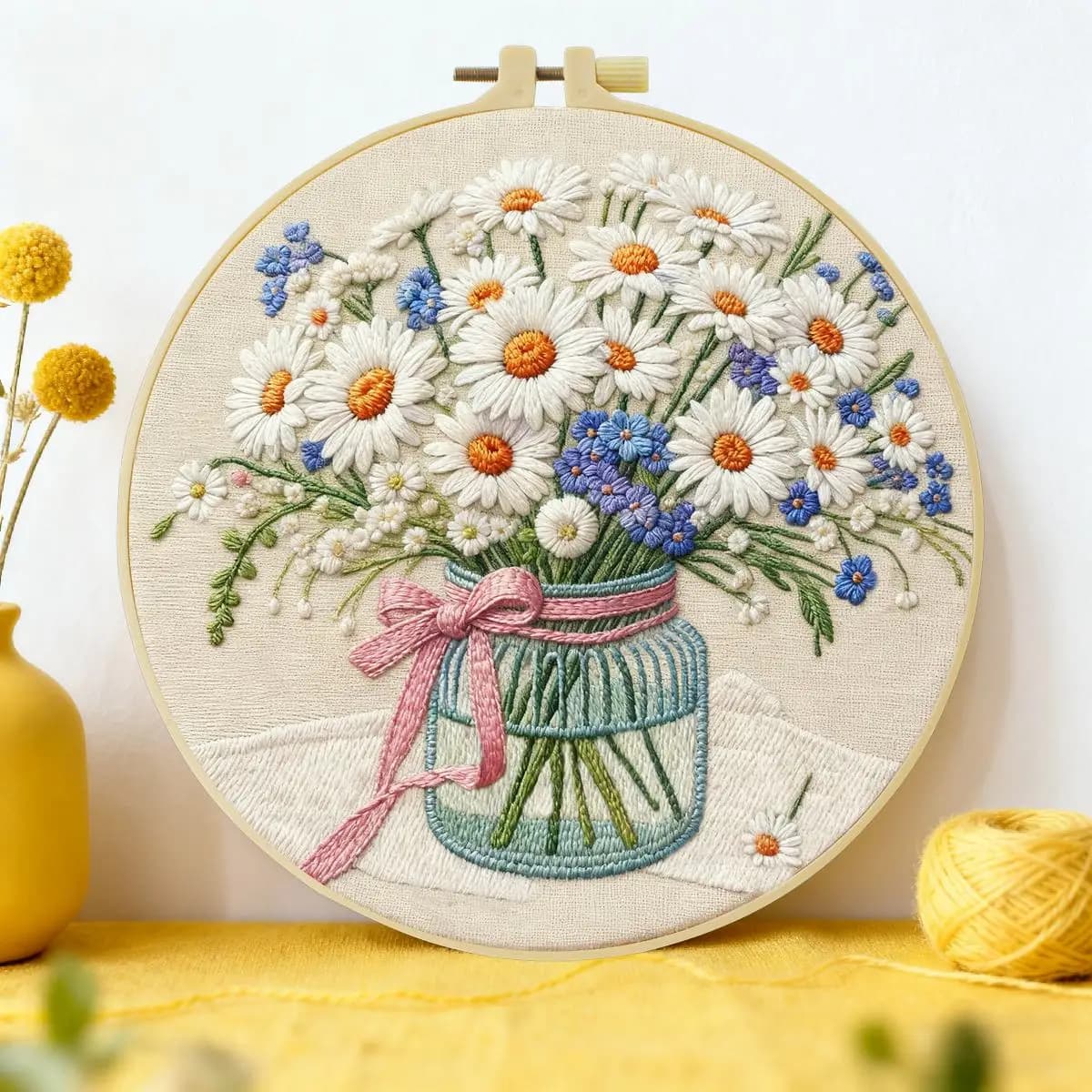 1pc 20X20CM/15X15CM 7.87/6.3inch Plants - Flowers Embroidery Starter Kit DIY Kit DIY Embroidery Kit Manualidades Craft Painting