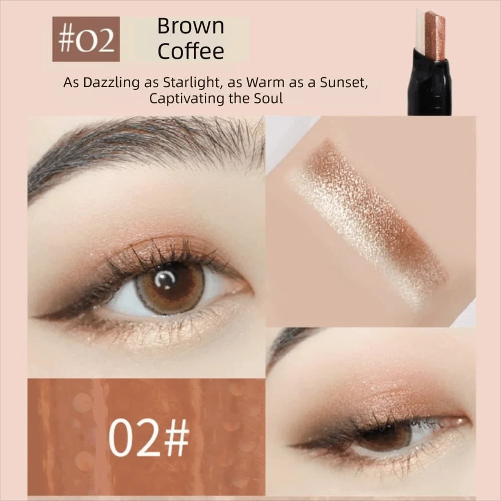 Glitter Finish Eyeshadow Stick Waterproof Formula Metallic Shimmer Double Color Eyeshadow Velvet Texture High Pigment