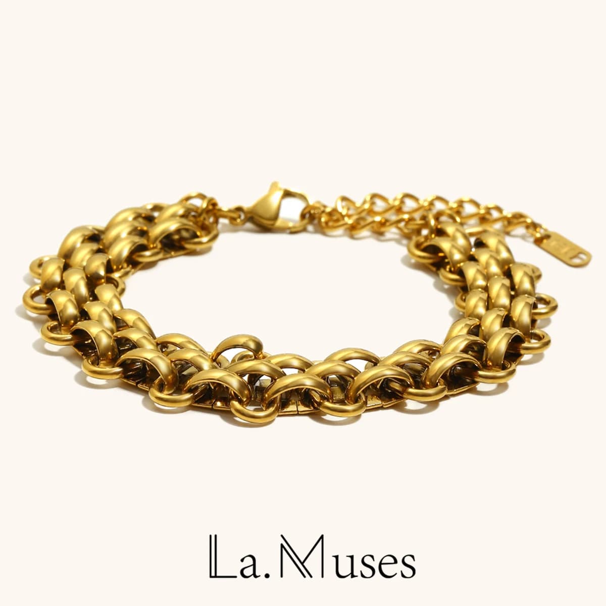 La. Muses Bracciale da donna circolare in acciaio inossidabile a 3 strati stile heavy metal placcato PVD Accessori per gioielli quotidiani alla moda Regalo