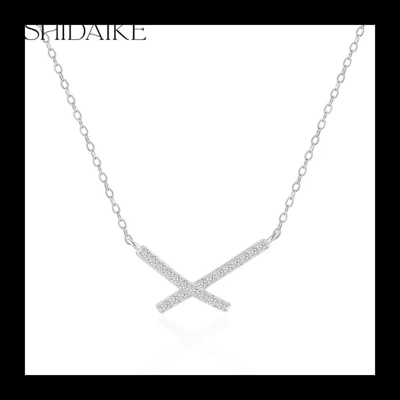 S925 Silver Women's Necklace with Silver Ring Pendant Accessories Trendy Brand Sense Premium Cross Simple Versatile Autumn and