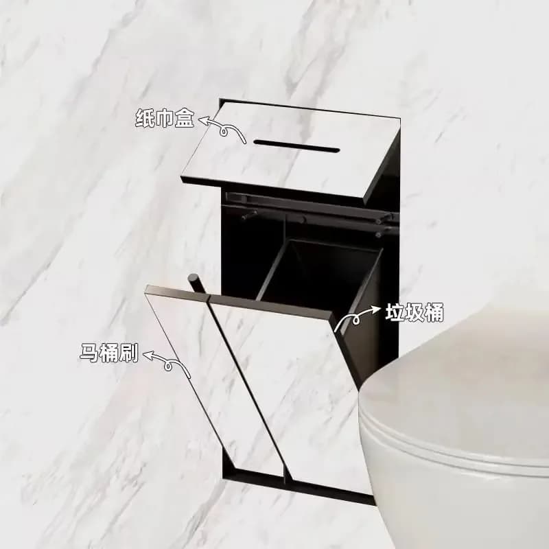 Pattumiera nascosta in acciaio inossidabile 304 scatola per fazzoletti incorporata di nicchia Porta scopino per WC per celebrità di Internet