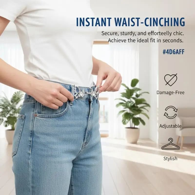 #@Temperament Rhinestone Hollow Butterfly Waist Tightening Tool Adjustable Waist Buckle Fashionable Jeans Fixed Waist Buckle