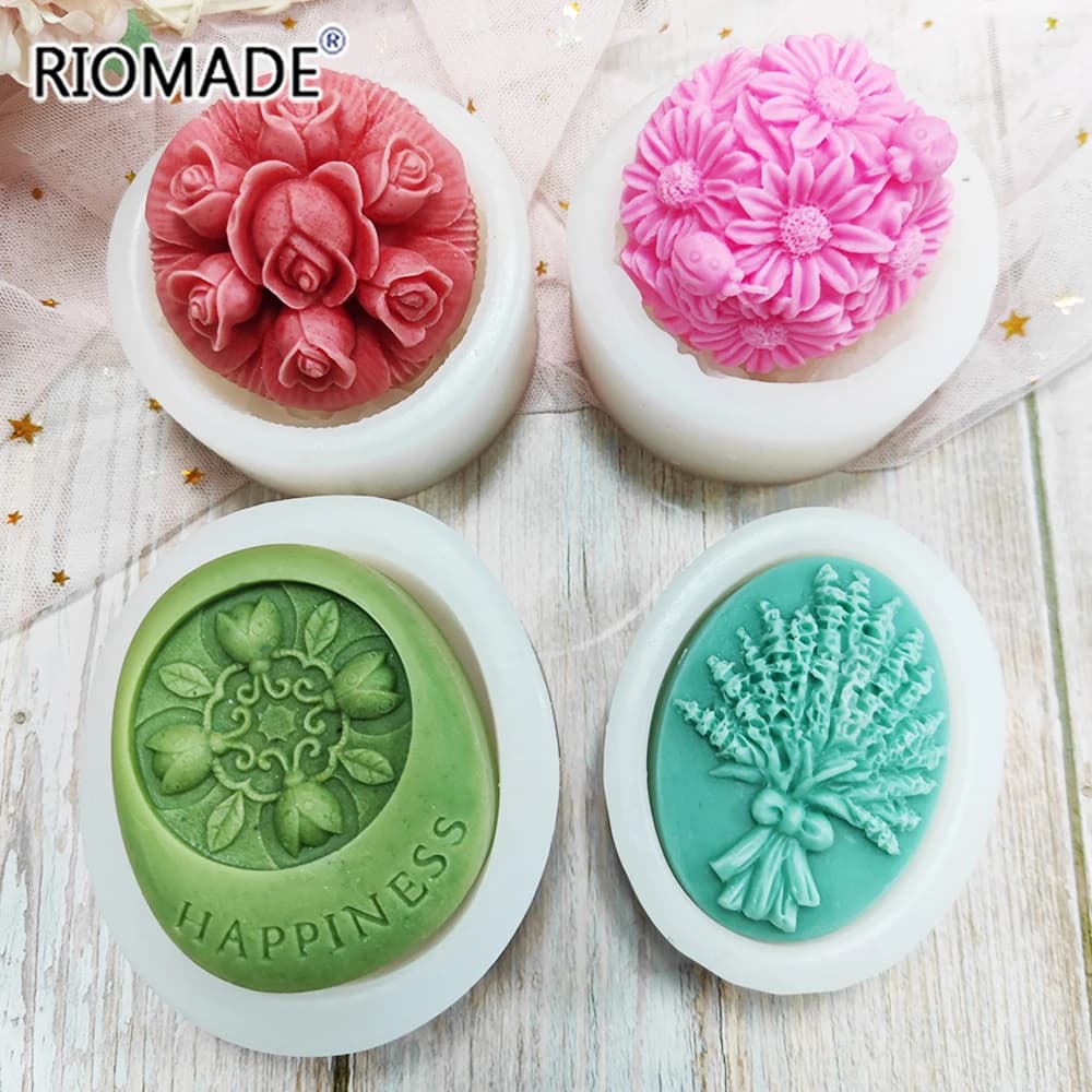 Stampo in Silicone a Forma di Fiori per Sapone, Candele Fatte a Mano, Gesso, Utensili per Decorazione Dolci e Pasticceria
