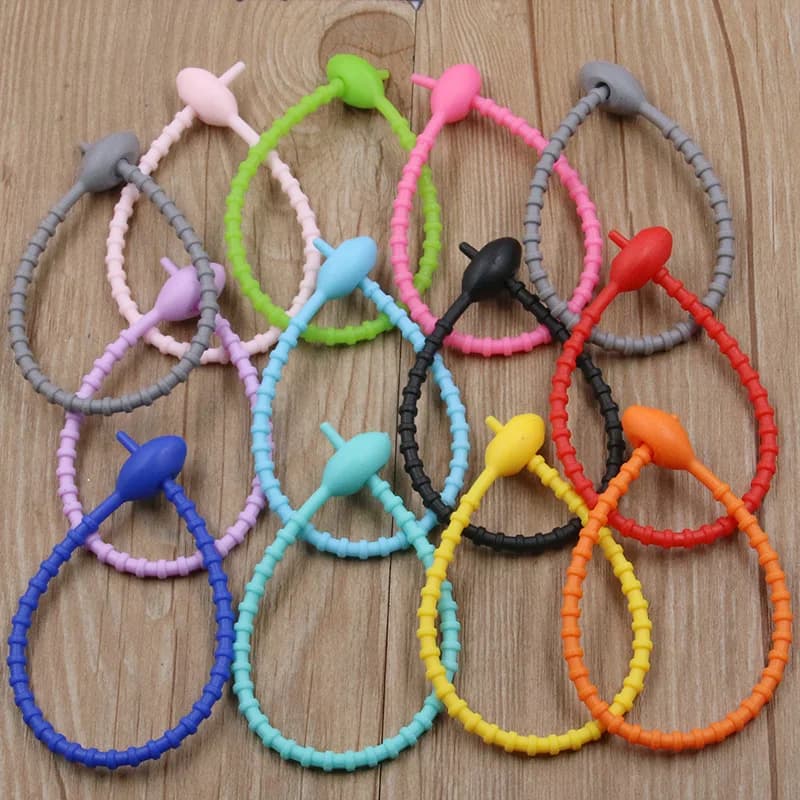 10 Pz/lotto 13 Colori In Silicone Riutilizzabile Bag Fascette Twist Wire Fasten Cavo Zip Tie Auricolare Linea Dati Universale Magia