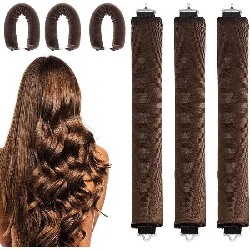 3 Pack Overnight Heatless Rods Curls Blowout Suede Flexi Rods for No Heat Styling Tools Soft Hair Rollers for All Hair Type hj