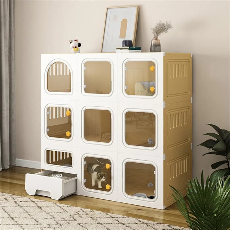 Homet Cage House Villa di lusso Lettiera Toilette integrata moderna per piccoli appartamenti Armadietto per gatti Forniture per animali domestici