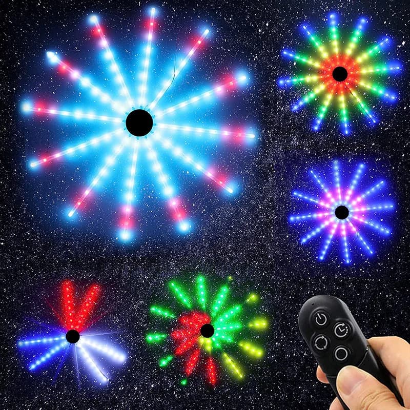 Nuove luci per fuochi d'artificio sospese Luci per esterni a forma di ventaglio USB Luce RGB Ghirlanda natalizia remota Lucine per decorazioni per feste di nozze