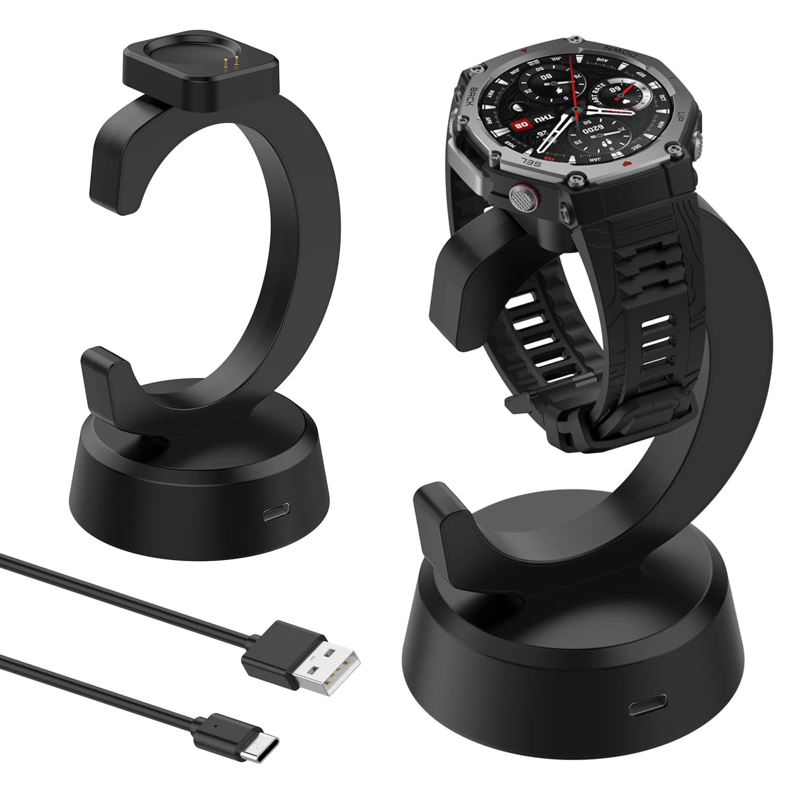 Caricabatterie wireless per Huami Amazfit T-REX3 Pro Adattatore dock di ricarica USB Stazione di ricarica per orologio Base Resistente all'usura Accessori per orologi
