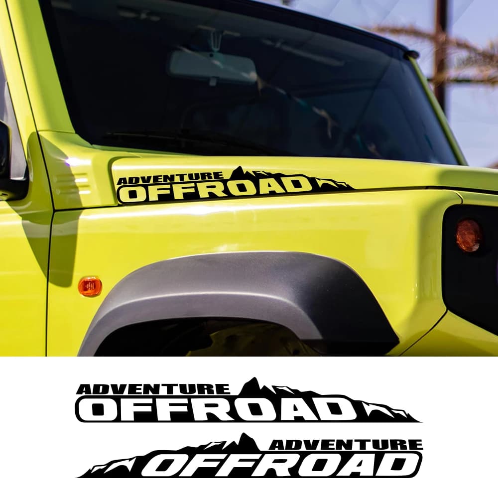 2 adesivi per auto fuoristrada Adventure, decorazioni in vinile per cofano veicoli fuoristrada, accessori auto per Jeep Renegade Wrangler Compass