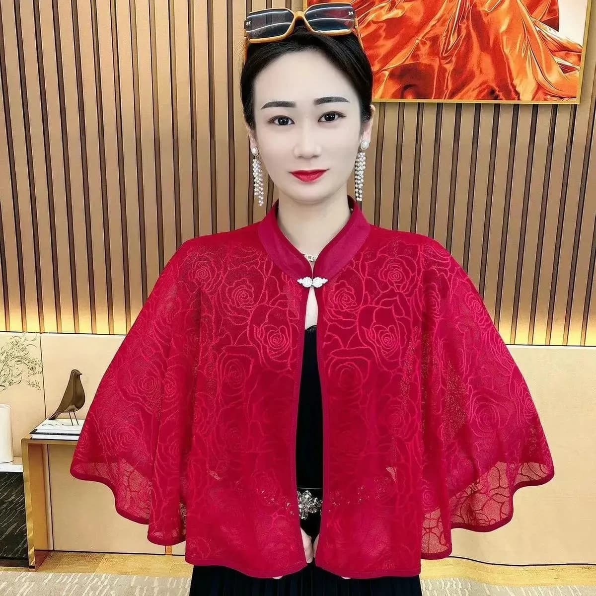 New China Style Women's Summer Mantle for Travel & Vacation, Sun Protector and Elegant with P1 Shades