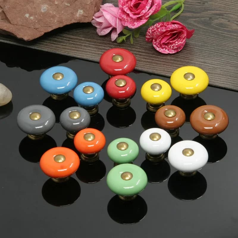 Maniglia in ceramica per mobili da 25 mm Cassetto in bianco e nero Stile europeo Maniglie a foro singolo antichi semplici Maniglie rotonde Manopole