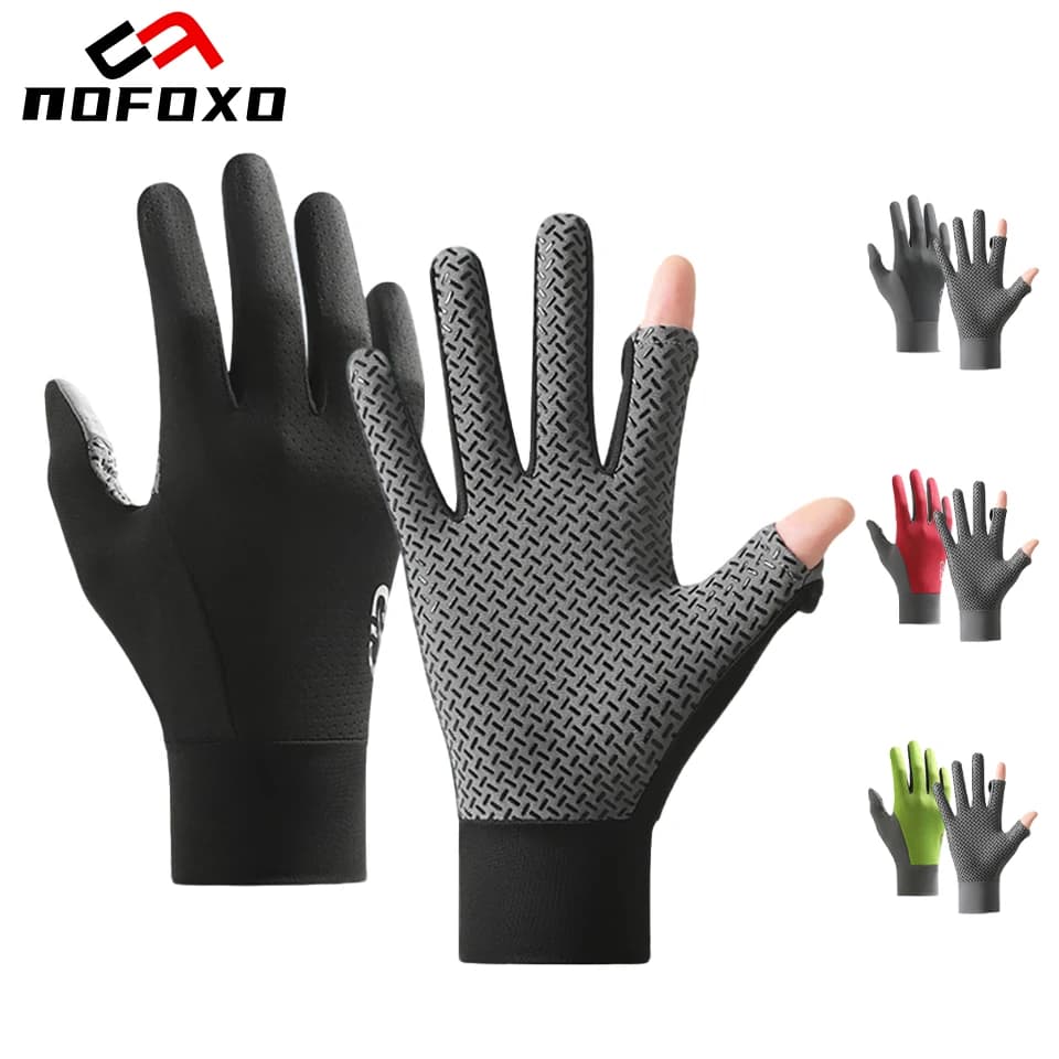 Guanti NOFOXO estivi in seta ghiacciata a due dita, protezione solare, leggeri, touchscreen, per ciclismo, fitness e guida all'aperto
