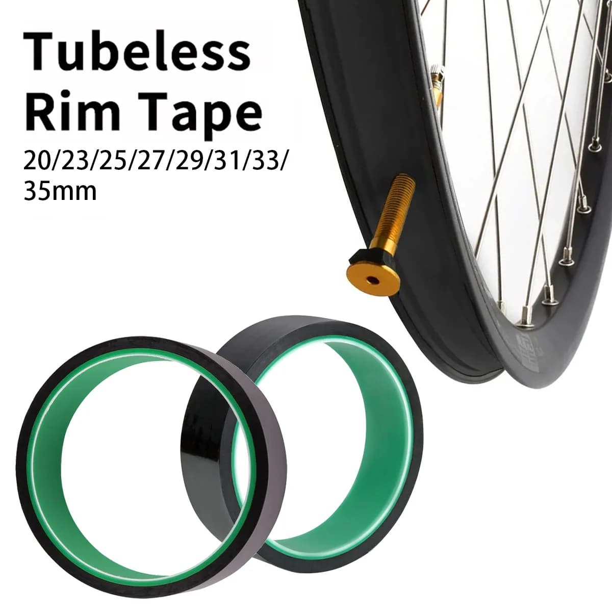 Nastro per cerchioni tubeless per bicicletta 25mm 27mm 23mm 29mm 31mm 33mm 20mm 10 metri Mountain bike MTB Accessori per nastri per ruote per bici da strada