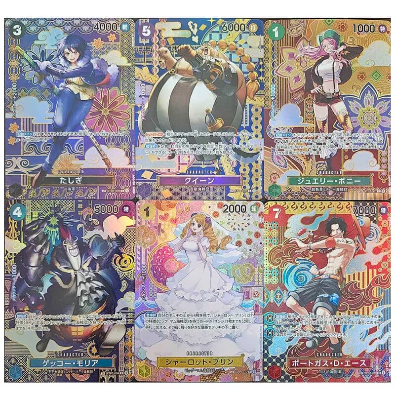 6pcs/set One Piece Nami Jewelry Bonney Portgas D Ace DIY self-made Color Flash Card Anime Game Collection Card Gift Toy