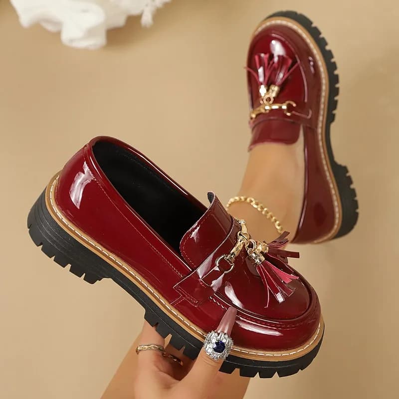 New Women's Flat Heel Tassel Strap Loafers Microfiber Upgraded Rubber Sole Summer Season Adult Footwear Chinese Origin