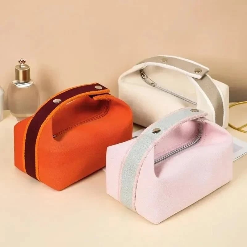 Portable High-end Feel Simple Large Capacity Women Cosmetic Storage Bag Canvas Wash Bag Fashionable Makeup Pouch