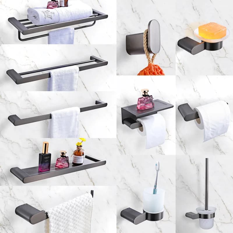 Hardware per il bagno grigio Porta asciugamani in acciaio inossidabile 304 Porta carta igienica Porta sapone liquido Porta asciugamani Toile Kit da bagno