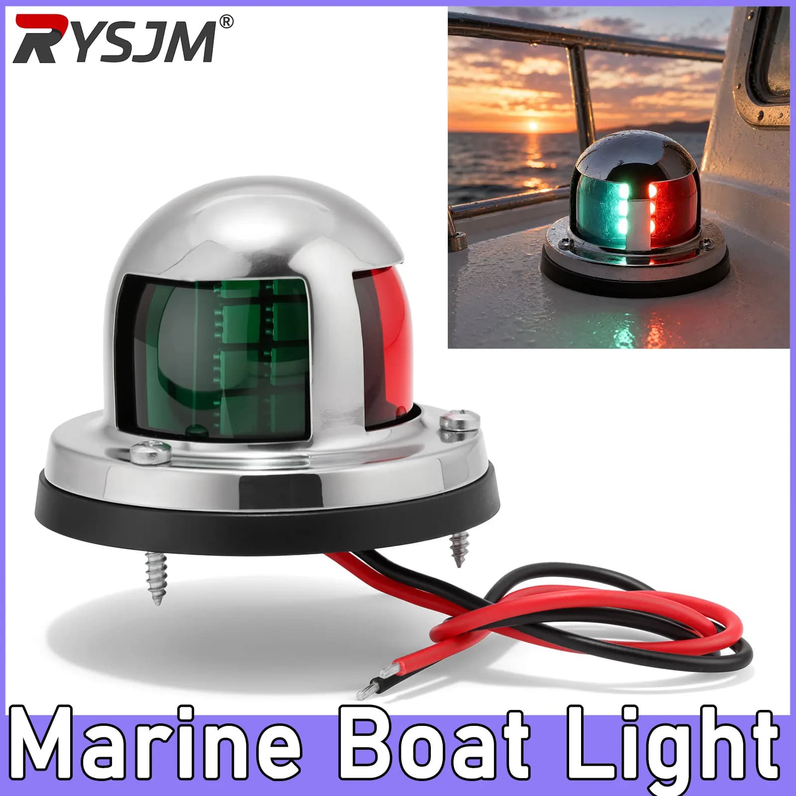 1pc LED Navigation Light Red+Green Signal Warning Lamp Boat Bow Light Marine Boat Navigation Lamp for Power Boat and Skiff Yacht