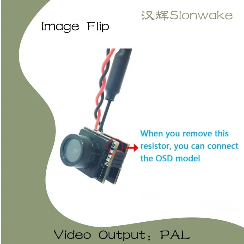 Slonwake 5.8G 48CH 25mW FPV VTX and 600TVL 120 ° All-in-one wide-angle camera with PAL image reversal for drone