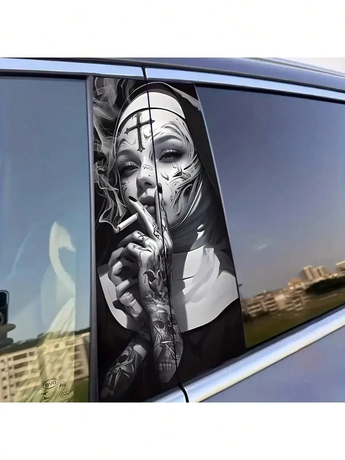 2 adesivi per auto - Adesivi autoadesivi per montante B, impermeabili e lucidi, in plastica/membrana antigraffio, adatti per auto, camion, SUV, adesivi per auto in vinile a tema scuro, adesivi decorativi gotici, regalo perfetto
