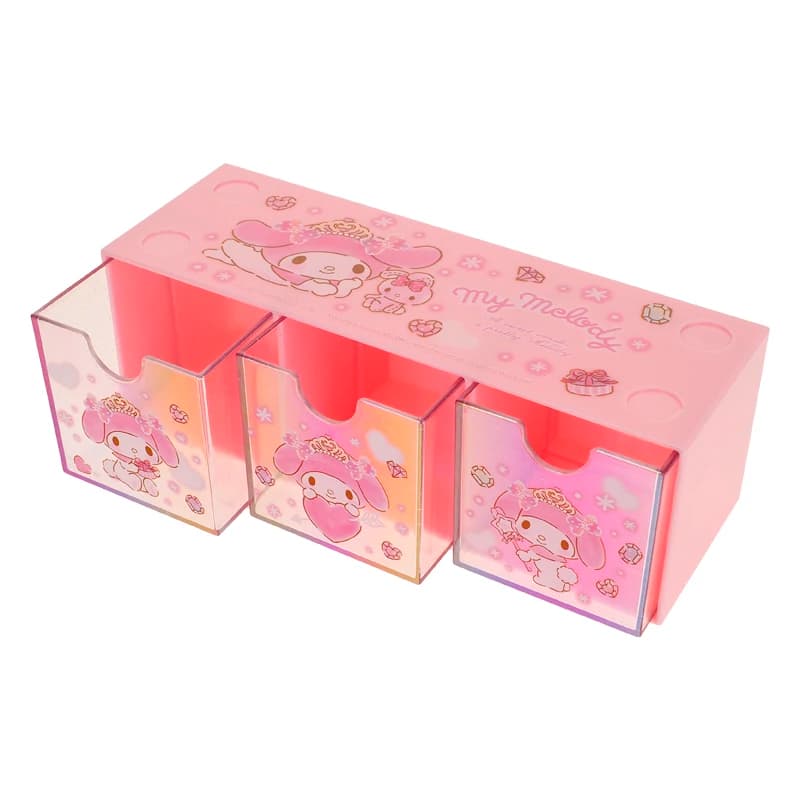 Original Sanrio Desktop 3 Parts Organizer Melody Kuromi Cinnamoroll Little Twin Stars Cassetto Cubby Box Immagazzinaggio Anime