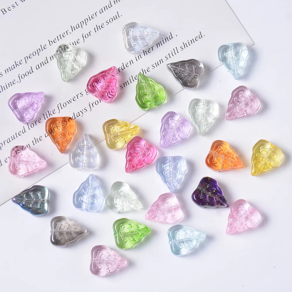 10 pezzi di perle di vetro con foglie di girasole per la creazione di gioielli, perline intervallo, collane, braccialetti, forniture artigianali fai da te
