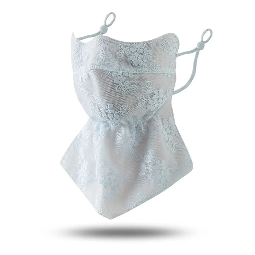 Maschera Anti-UV con Fiori in Pizzo, Protezione UV, Copertura per Orecchie e Collo, Traspirante e Confortevole, Sciarpa Protettiva per il Viso