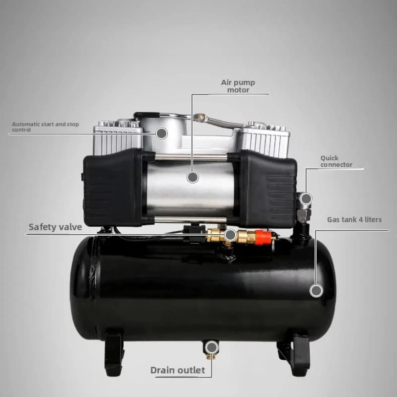 12V220V 2.5 4L Piccolo Compressore d'aria Pompa d'aria silenziosa senza olio Mini Pompa di gonfiaggio per pneumatici per auto Serbatoio d'aria per verniciatura auto portatile
