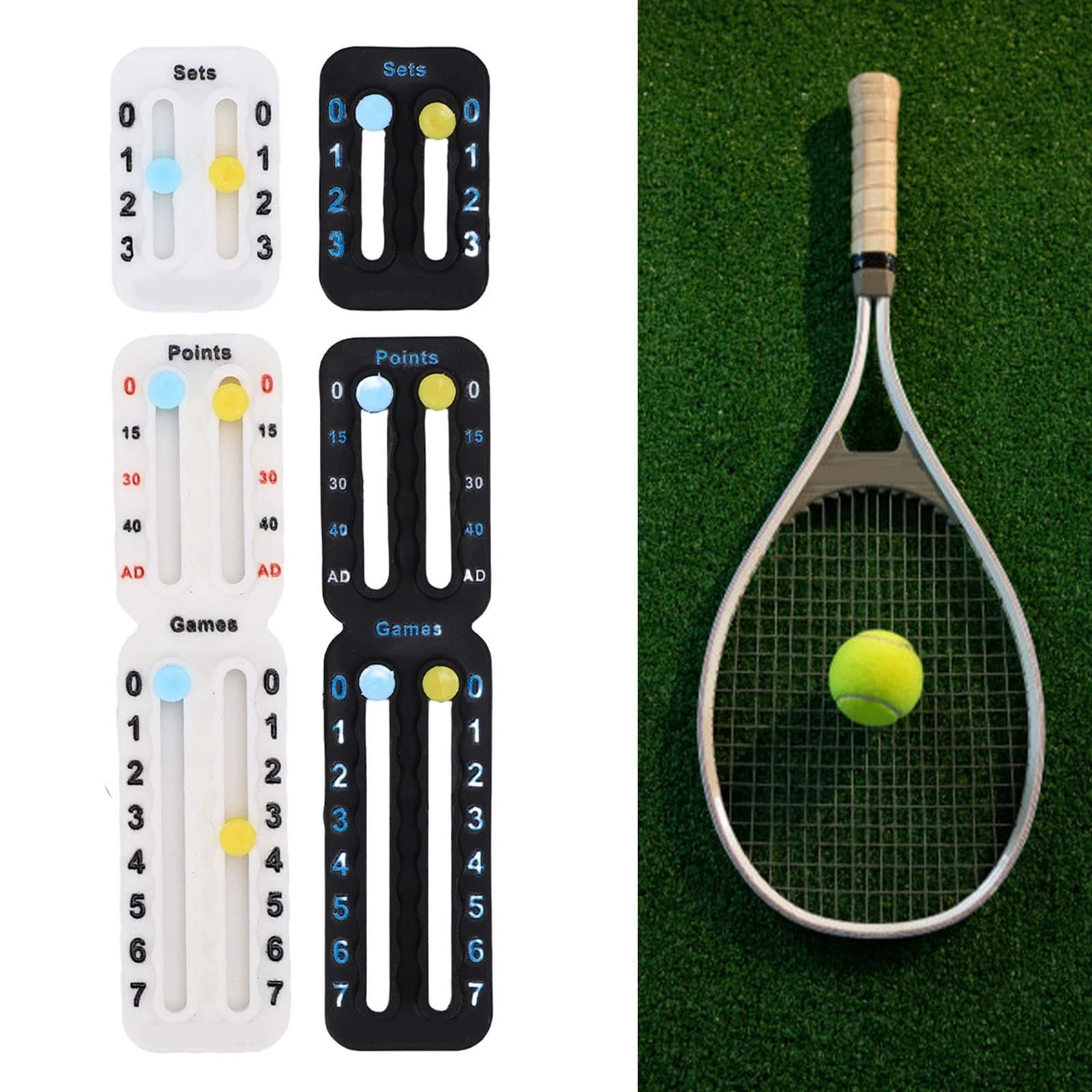 The tennis score keeper for the racket Small score board easy to mount keeps the point points set tennis score counter light