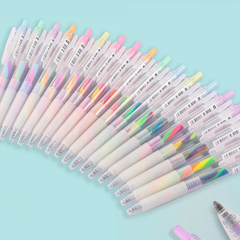6 pz Sfumatura di Colore Penna Gel Set 1mm inchiostro a colori Glitter Evidenziatore Pennarello Art Gancio Linea Penna Scuola Forniture di Cancelleria Per Ufficio