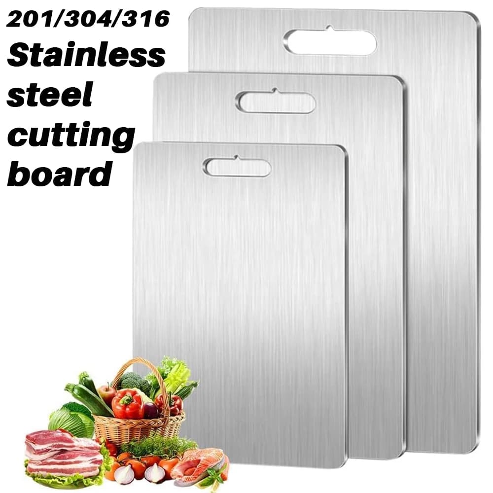 New stainless steel cutting board, multiple materials, for kitchen, home, camping, parties, and barbecues, usable on both sides