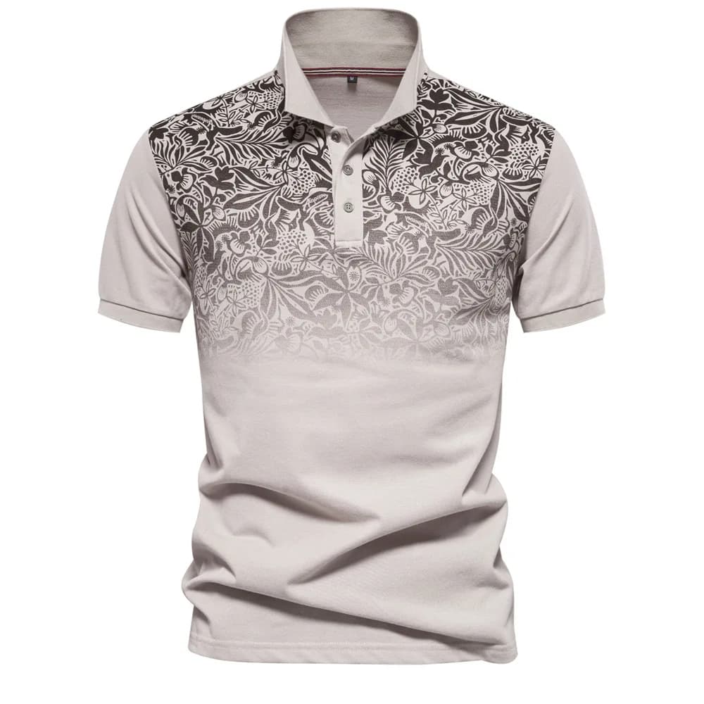 Printed European size POLO shirt for business, leisure, fashion, men's collar, gradient color cotton T-shirt
