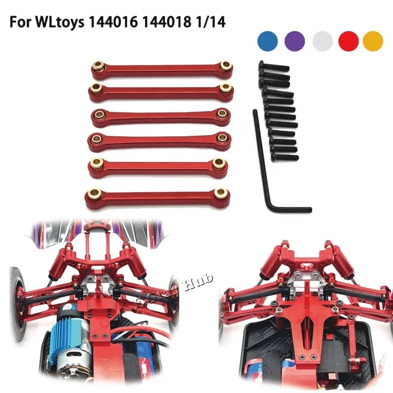 Tiranti anteriori e posteriori Tiranti sterzo per WLtoys 144016 144018 Accessori Parti di aggiornamento in metallo Rc Crawler Car Truck Buggy