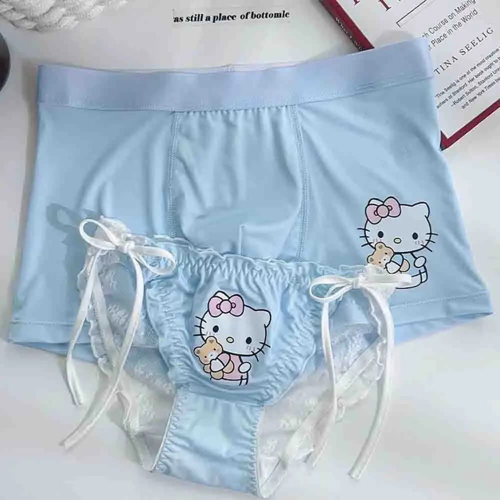 Sanrio Hello Kitty Intimo sexy in pizzo per uomo e donna, intimo a vita bassa, comodo, alla moda, per coppie, pantaloni a triangolo in stile anime.