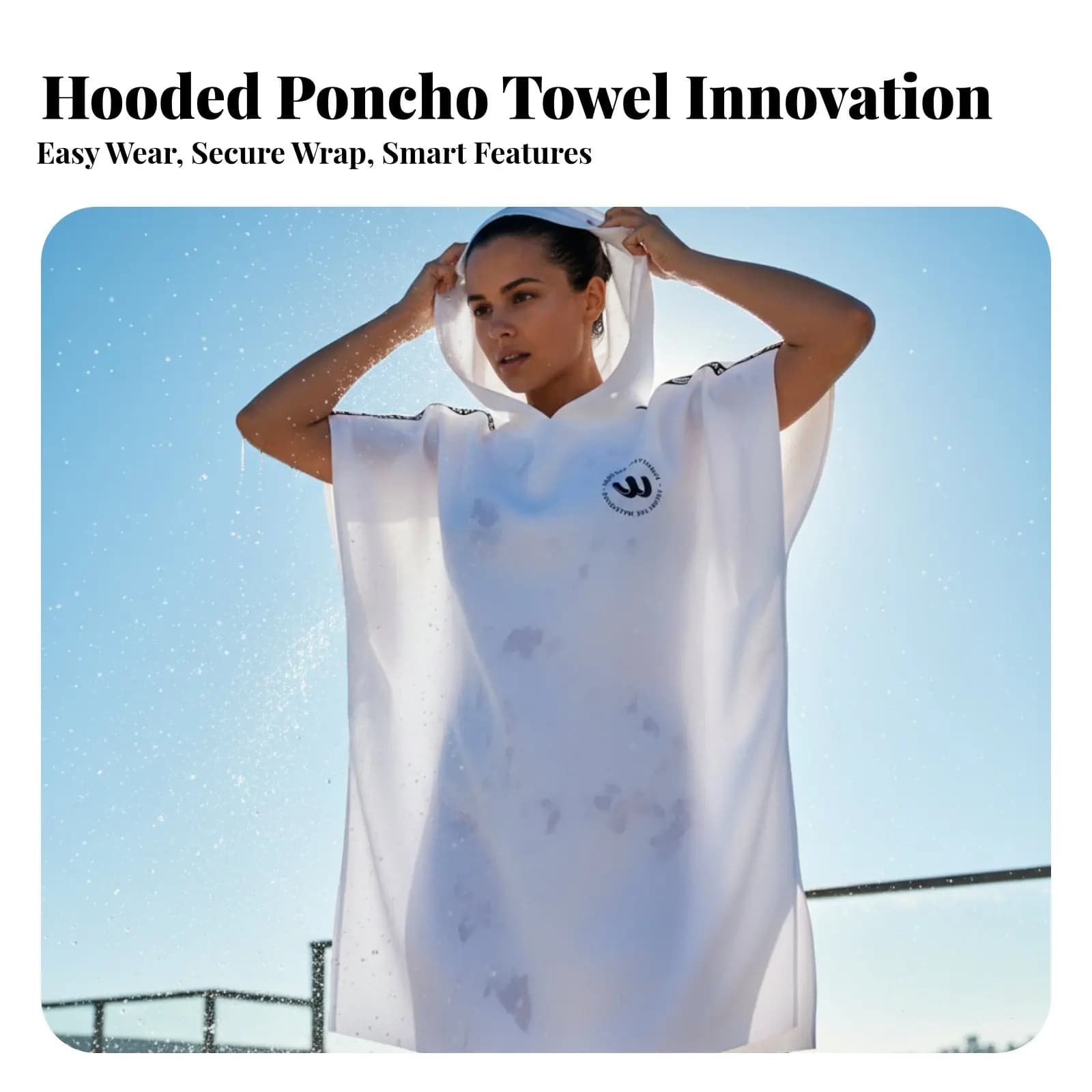 Asciugamano da bagno assorbente ad asciugatura rapida, poncho con cappuccio, copricostume da spiaggia per nuoto, fitness, sport, donna, uomo