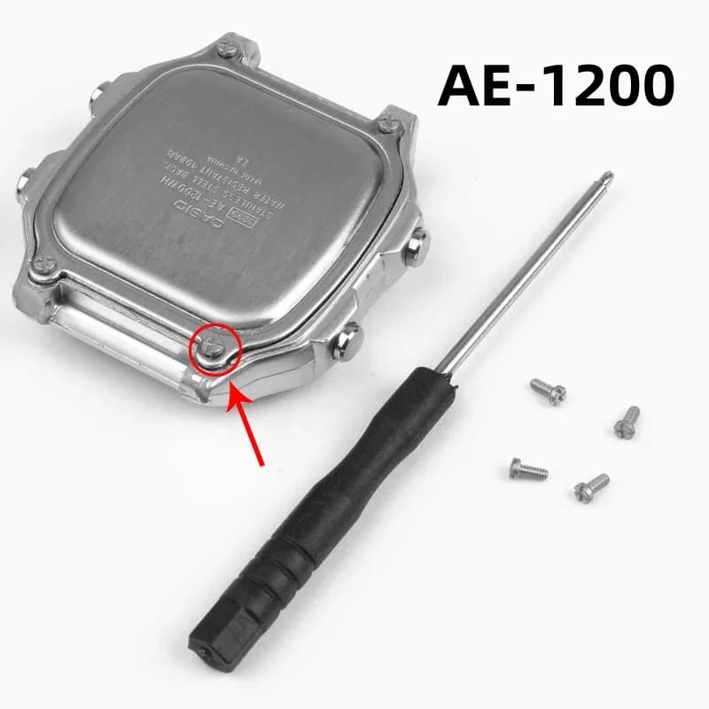 AE-1200 Vite della copertura posteriore della cassa dell'orologio per Casio AE1200 AE-1200WH AE1300 Coperchio inferiore in acciaio inossidabile Croce 4 pezzi Viti con strumenti