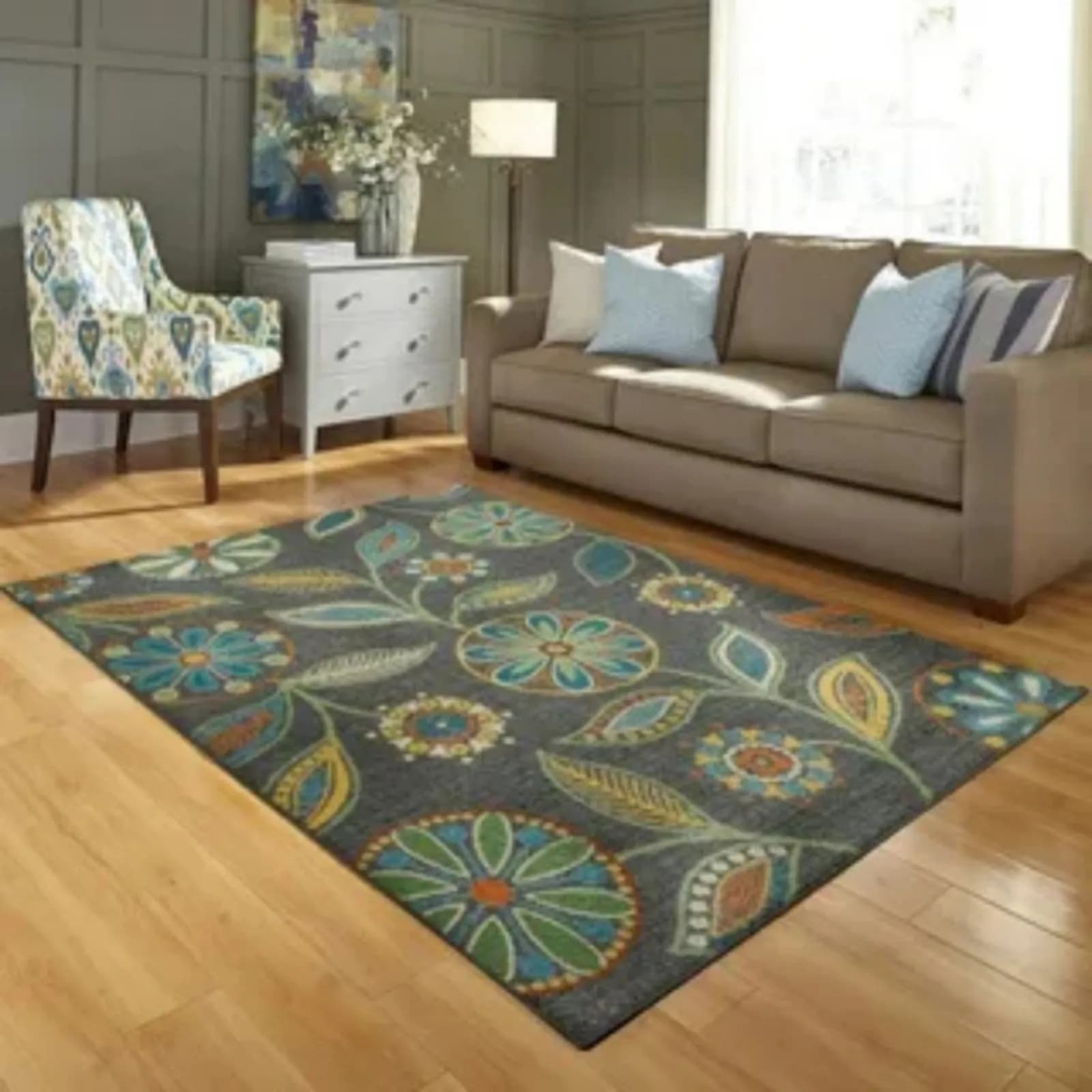 Tappeto Runner Floreale Maples Reggie Antiscivolo per Corridoio e Ingresso, Lavabile in Lavatrice, Adatto per Camera da Letto, Bagno e Ufficio, Multiuso 3'10*2'6