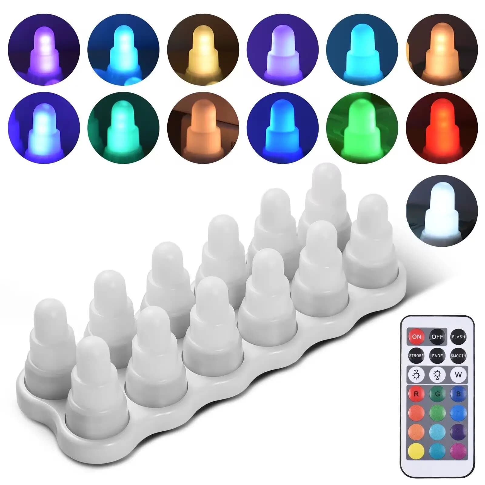 Set of 12 Remote Controlled Wireless charging Rechargeable Tealight RGB LED Candle Lamp Wedding Xmas Home Party table Decoratio