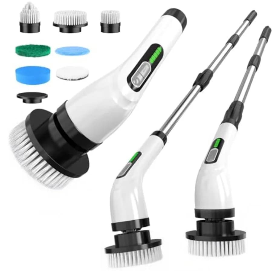 Electric Spin Scrubber for Cleaning Bathroom: Cordless Power Shower Scrubber - Electric Cleaning Brush for Tile Tub