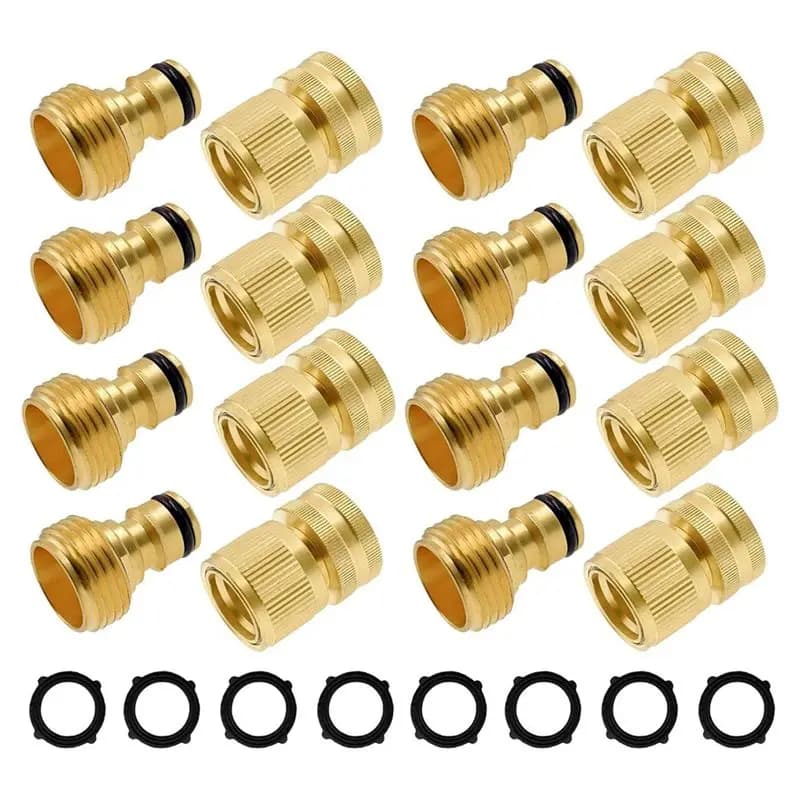 AEE8-Connettore Rapido per Tubo da Giardino, Kit di Connessione Rapida in Ottone Massiccio con Filettatura GHT da 3/4 di Pollice